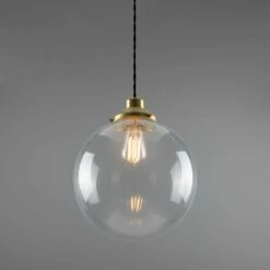 Virginia Clear Glass Globe Pendant Light 11.8" -Home-Lighting Sale mlp435satbrs 2