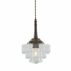 Novato Pendant With Hexagonal Stepped Glass Shade 20cm -Home-Lighting Sale mlp455antbrs 6