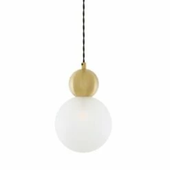 Helena Brass And Glass Ball Pendant Light 5.9"