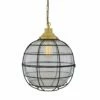 Hudson Glass Globe Cage Pendant Light 11.8" -Home-Lighting Sale mlp466satbrscl
