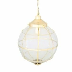 Henlow Glass Globe Pendant Light With Brass Cage -Home-Lighting Sale mlp474polbrs 2