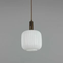 Nahla Reeded Glass And Brass Pendant 7.9", Clear Or Opal 29 Nahla Reeded Glass And Brass Pendant 7.9", Clear Or Opal -Home-Lighting Sale mlp483antbrsop