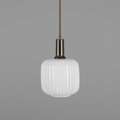 Nahla Reeded Glass And Brass Pendant 7.9", Clear Or Opal 28 Nahla Reeded Glass And Brass Pendant 7.9", Clear Or Opal -Home-Lighting Sale mlp483antbrsop 1