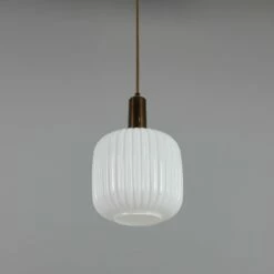 Nahla Reeded Glass And Brass Pendant 7.9", Clear Or Opal 30 Nahla Reeded Glass And Brass Pendant 7.9", Clear Or Opal -Home-Lighting Sale mlp483antbrsop 2