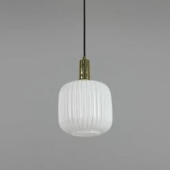 Nahla Reeded Glass And Brass Pendant 7.9", Clear Or Opal 39 Nahla Reeded Glass And Brass Pendant 7.9", Clear Or Opal -Home-Lighting Sale mlp483polbrsop