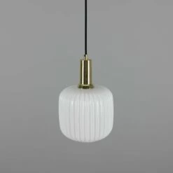 Nahla Reeded Glass And Brass Pendant 7.9", Clear Or Opal 41 Nahla Reeded Glass And Brass Pendant 7.9", Clear Or Opal -Home-Lighting Sale mlp483polbrsop 1