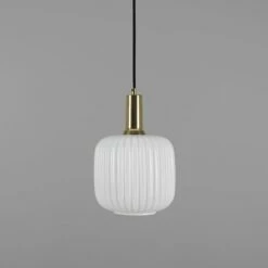 Nahla Reeded Glass And Brass Pendant 7.9", Clear Or Opal 38 Nahla Reeded Glass And Brass Pendant 7.9", Clear Or Opal -Home-Lighting Sale mlp483polbrsop 2