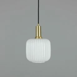 Nahla Reeded Glass And Brass Pendant 7.9", Clear Or Opal