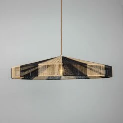 Vernon Raffia Striped Rope Pendant Light 32.7"