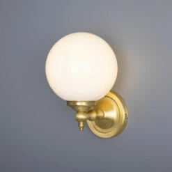 Cloghan Traditional Brass And Opal Glass Globe Wall Light