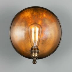 Chulainn Industrial Brass Dish Wall Light 9.8"