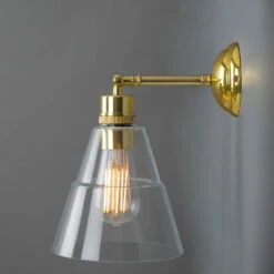 Straff Vintage Clear Glass Cone Wall Light -Home-Lighting Sale mlwl198polbrs 2