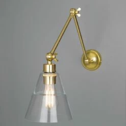 Lyx Clear Glass Cone Adjustable Arm Wall Light