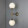 Yaounde Double Opal Glass Globe Brass Wall Light 2 Yaounde Double Opal Glass Globe Brass Wall Light -Home-Lighting Sale mlwl235antbrs