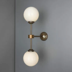 Yaounde Double Opal Glass Globe Brass Wall Light