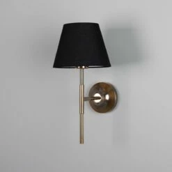 Tenby Modern Brass Wall Light With Empire Fabric Shade