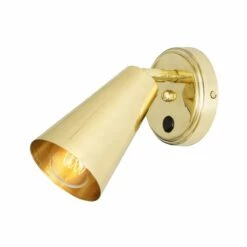 Cashel Brass Cone Wall Light With Switch