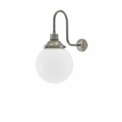 Yerevan Opal Glass Globe Swan Neck Wall Light 7.9"