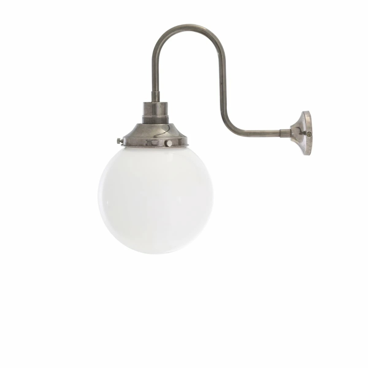 Yerevan Opal Glass Globe Swan Neck Wall Light 7.9" 4 Yerevan Opal Glass Globe Swan Neck Wall Light 7.9" - Image 2