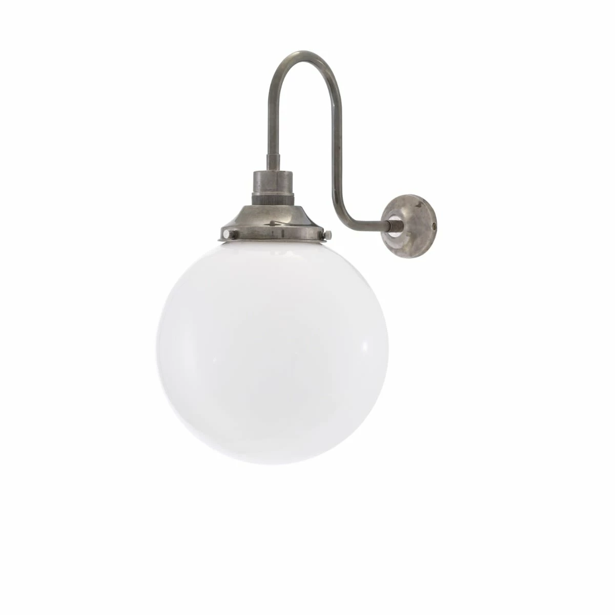 Yerevan Opal Glass Globe Swan Neck Wall Light 9.9" 3 Yerevan Opal Glass Globe Swan Neck Wall Light 9.9"