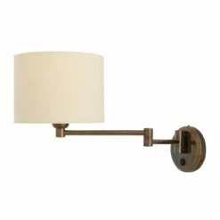 Kerry Swivel Arm Brass Wall Light With Fabric Shade