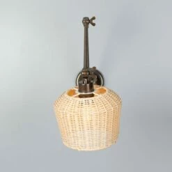 Manila Adjustable Arm Wall Light With Small Rattan Shade 30 Manila Adjustable Arm Wall Light With Small Rattan Shade -Home-Lighting Sale mlwl444antbrs 1