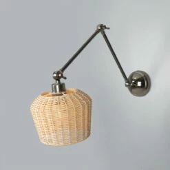 Manila Adjustable Arm Wall Light With Small Rattan Shade 33 Manila Adjustable Arm Wall Light With Small Rattan Shade -Home-Lighting Sale mlwl444antslv
