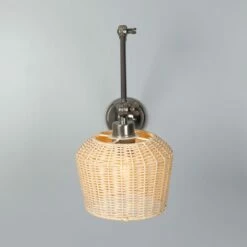Manila Adjustable Arm Wall Light With Small Rattan Shade 34 Manila Adjustable Arm Wall Light With Small Rattan Shade -Home-Lighting Sale mlwl444antslv 1