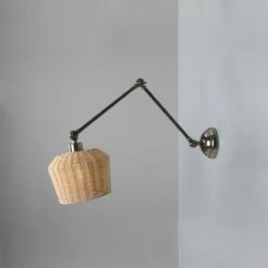 Manila Adjustable Arm Wall Light With Small Rattan Shade 35 Manila Adjustable Arm Wall Light With Small Rattan Shade -Home-Lighting Sale mlwl444antslv 2