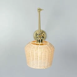 Manila Adjustable Arm Wall Light With Small Rattan Shade 38 Manila Adjustable Arm Wall Light With Small Rattan Shade -Home-Lighting Sale mlwl444polbrs 1