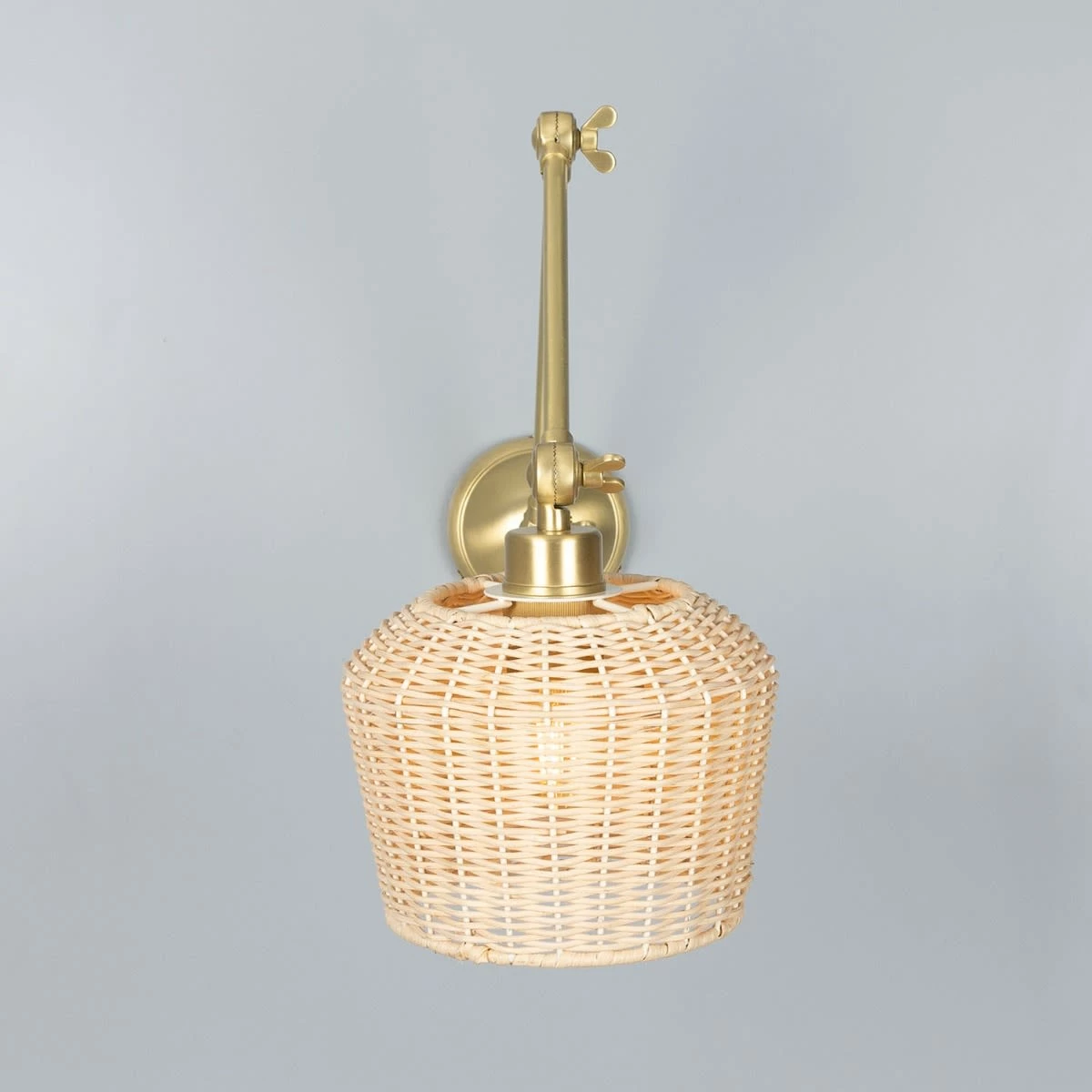 Manila Adjustable Arm Wall Light With Small Rattan Shade 4 Manila Adjustable Arm Wall Light With Small Rattan Shade - Image 2