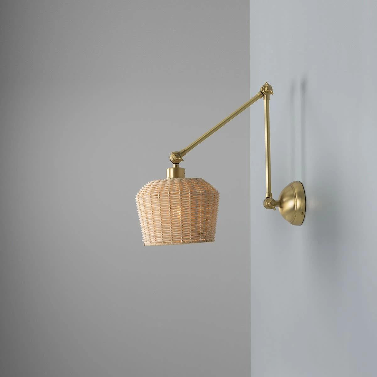 Manila Adjustable Arm Wall Light With Small Rattan Shade 9 Manila Adjustable Arm Wall Light With Small Rattan Shade - Image 7