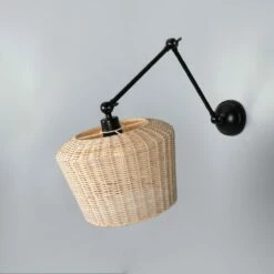 Manila Adjustable Arm Wall Light With Large Rattan Shade -Home-Lighting Sale mlwl445pcmbk
