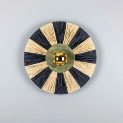 Vernon Raffia Striped Wall Light 21.3" 19 Vernon Raffia Striped Wall Light 21.3" -Home-Lighting Sale mlwl500polbrs 2 1