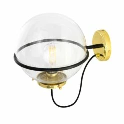 Oranmore Glass Globe Wall Light In Circular Steel Ring 9.8"