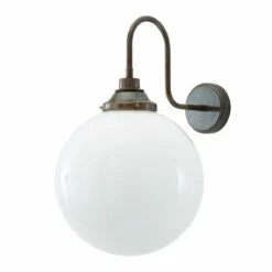 Pelagia Opal Globe Swan Neck Wall Light 11.8" IP44
