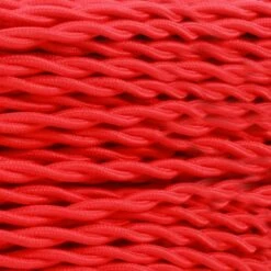 Red Fabric Braided Cable, 3 Core Twisted