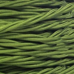 Sage Green Fabric Braided Cable, 3 Core Twisted