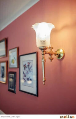 Allen Ornate Brass Wall Light With Etched Victorian Glass Shade -Home-Lighting Sale xt200401